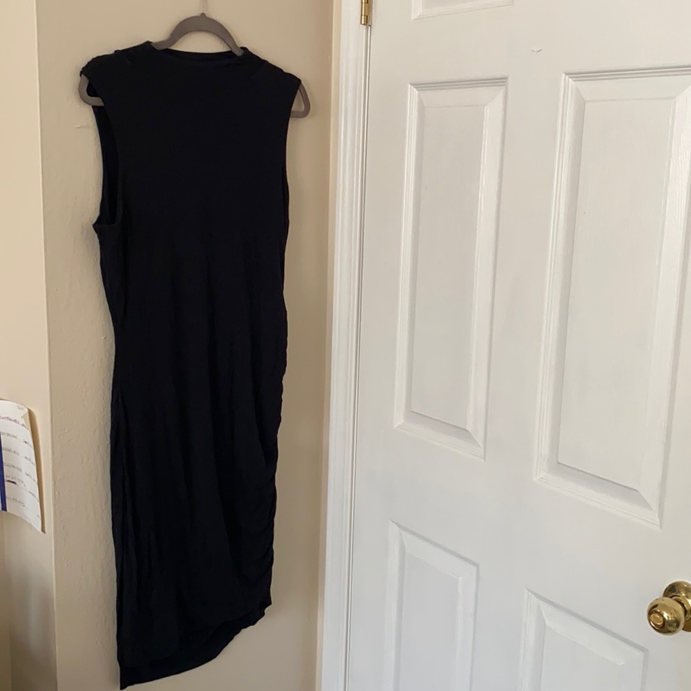 Halogen Mock Neck Black Ruched Dress Large